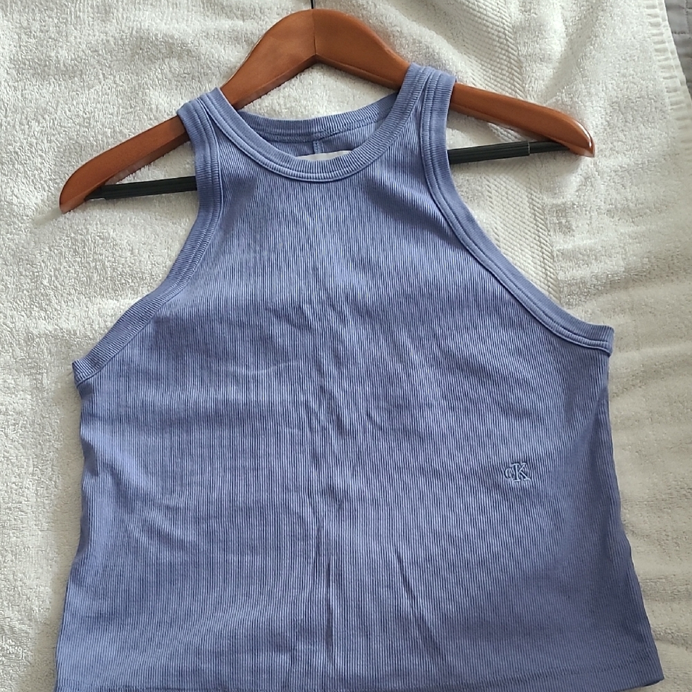 Calvin Klein Light Blue Ribbed Tank Top